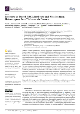 Proteome of Stored RBC Membrane and Vesicles from Heterozygous Beta Thalassemia Donors
