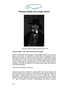 Thomas Carlyle and Juniper Green