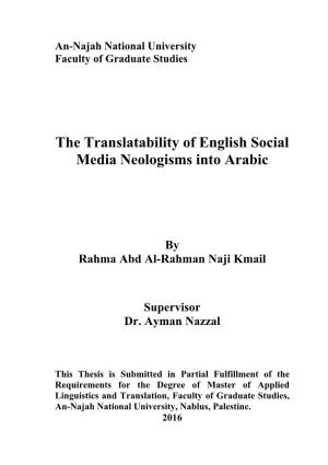 The Translatability of English Social Media Neologisms Into Arabic