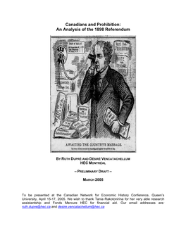 Canadians and Prohibition: an Analysis of the 1898 Referendum