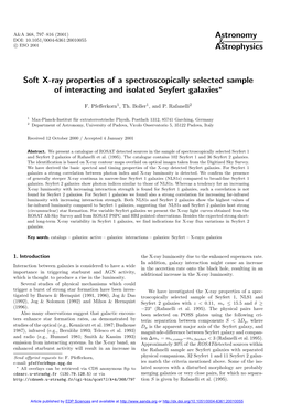 Soft X-Ray Properties of a Spectroscopically Selected Sample of Interacting and Isolated Seyfert Galaxies?