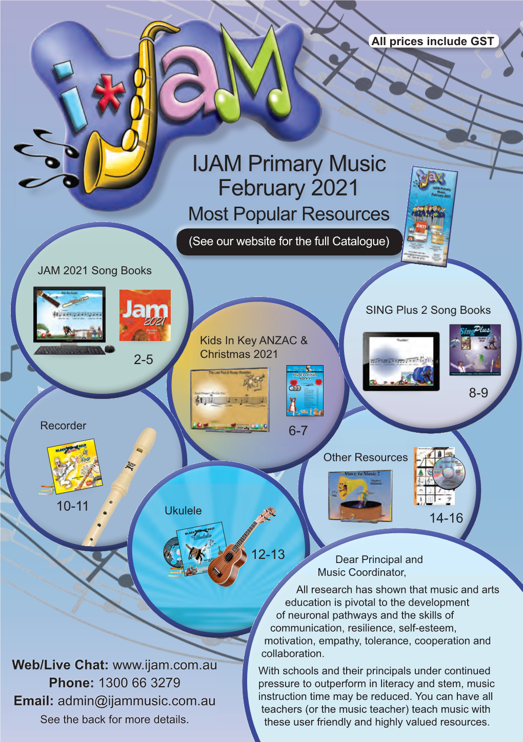 IJAM Primary Music February 2021 Most Popular Resources (See Our Website for the Full Catalogue)