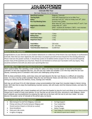 Colorado Bike Tour – San Juan Skyway Inn to Inn L