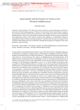 James Beattie and the Progress of Genius in the Aberdeen Enlightenment 3
