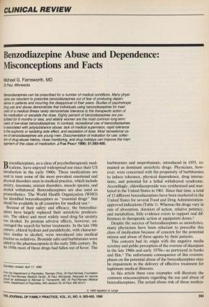 Benzodiazepine Abuse and Dependence: Misconceptions and Facts