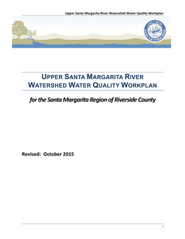 Upper Santa Margarita River Watershed Water Quality Workplan