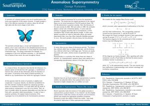 Anomalous Supersymmetry George Katsianis STAG Research Centre, Mathematical Sciences, University of Southampton