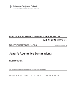 Japan's Abenomics Bumps Along