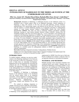 Integration of Radiology in the Modular System at the Undergraduate Level