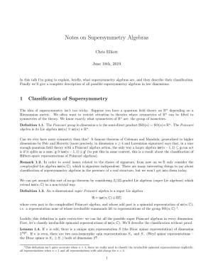 Notes on Supersymmetry Algebras