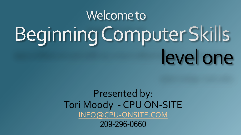 Beginning Computer Skills Level