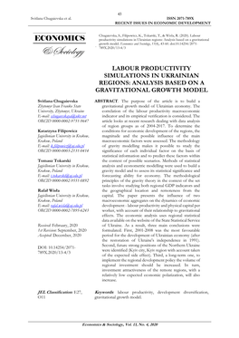 Labour Productivity Simulations in Ukrainian Regions: Analysis Based on a Gravitational Growth Model
