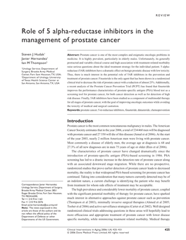 Role of 5 Alpha-Reductase Inhibitors in the Management of Prostate Cancer
