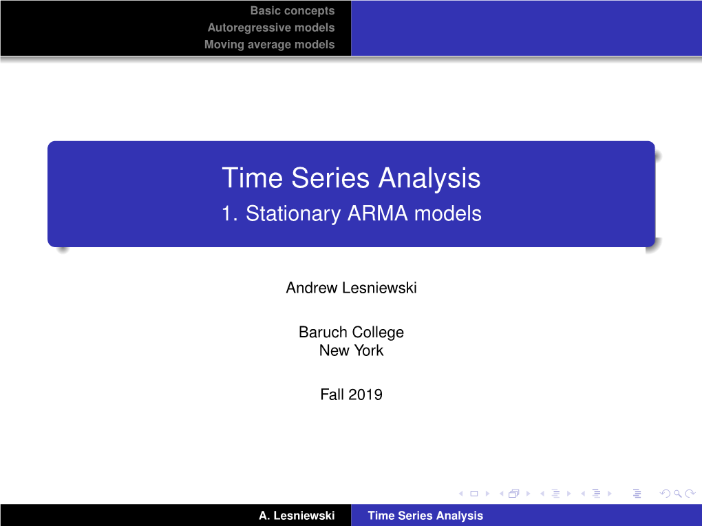 Time Series Analysis 1