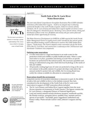 Just the Facts: North Fork of the St. Lucie River Water Reservation