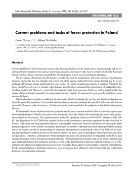 Current Problems and Tasks of Forest Protection in Poland