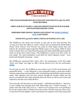 The Wallflowers "Exit Wounds" Press Release