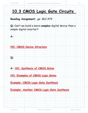 10.3 CMOS Logic Gate Circuits