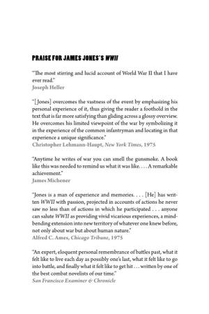 Praise for James Jones's Wwii