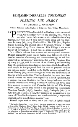 Benjamin Disraeli's Contarini Fleming and Alroy by Charles C
