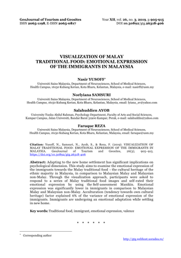Visualization of Malay Traditional Food: Emotional Expression of the Immigrants in Malaysia