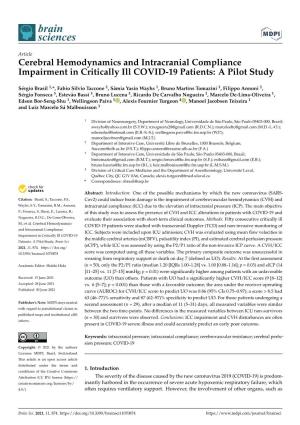 Cerebral Hemodynamics and Intracranial Compliance Impairment in Critically Ill COVID-19 Patients: a Pilot Study