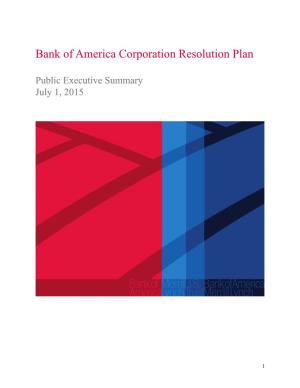 Bank of America Corporation Resolution Plan