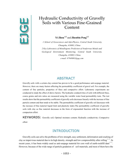 Hydraulic Conductivity of Gravelly Soils with Various Fine-Grained Content