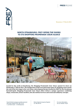 North Strasbourg: Frey Opens the Doors to Its Shopping Promenade Cœur Alsace