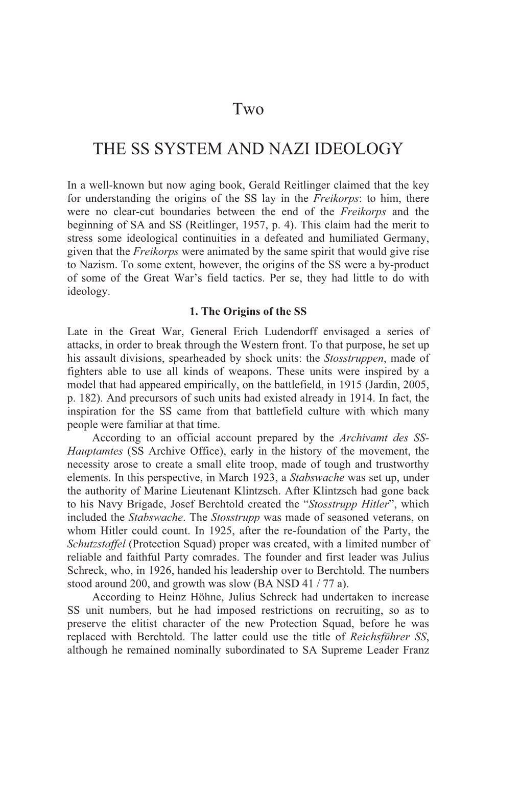 Two the SS SYSTEM and NAZI IDEOLOGY