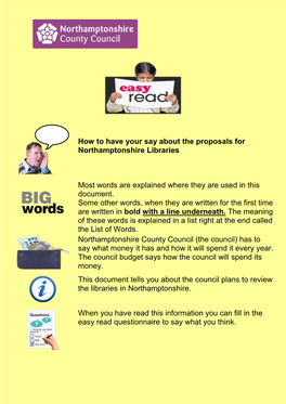 How to Have Your Say About the Proposals for Northamptonshire Libraries