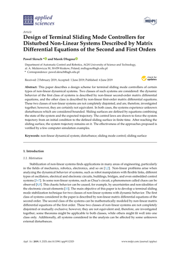 Design of Terminal Sliding Mode Controllers for Disturbed Non-Linear Systems Described by Matrix Differential Equations of the Second and First Orders