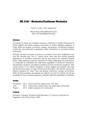 ME 333C - Mechanics/Continuum Mechanics