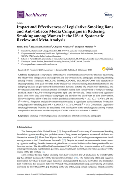 Impact and Effectiveness of Legislative Smoking Bans and Anti