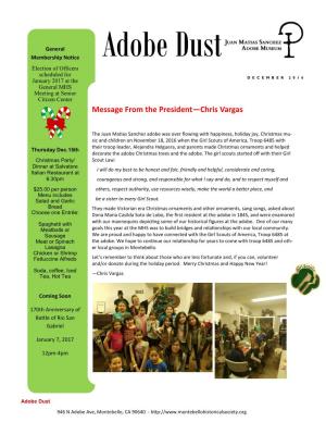 Message from the President—Chris Vargas