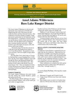 Ansel Adams Wilderness Bass Lake Ranger District