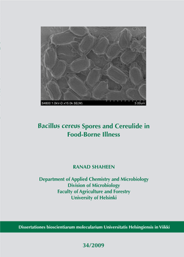 Bacillus Cereus Spores and Cereulide in Food-Borne Illness
