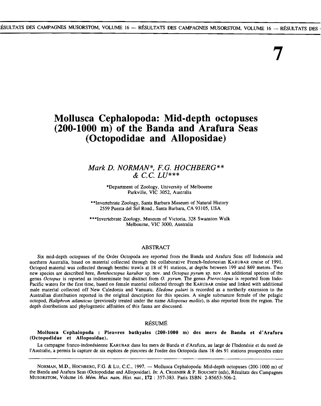 Volume 16 - Résultats Des Campagnes Musorsidm, Volume 16 - Résultats Des ' 7