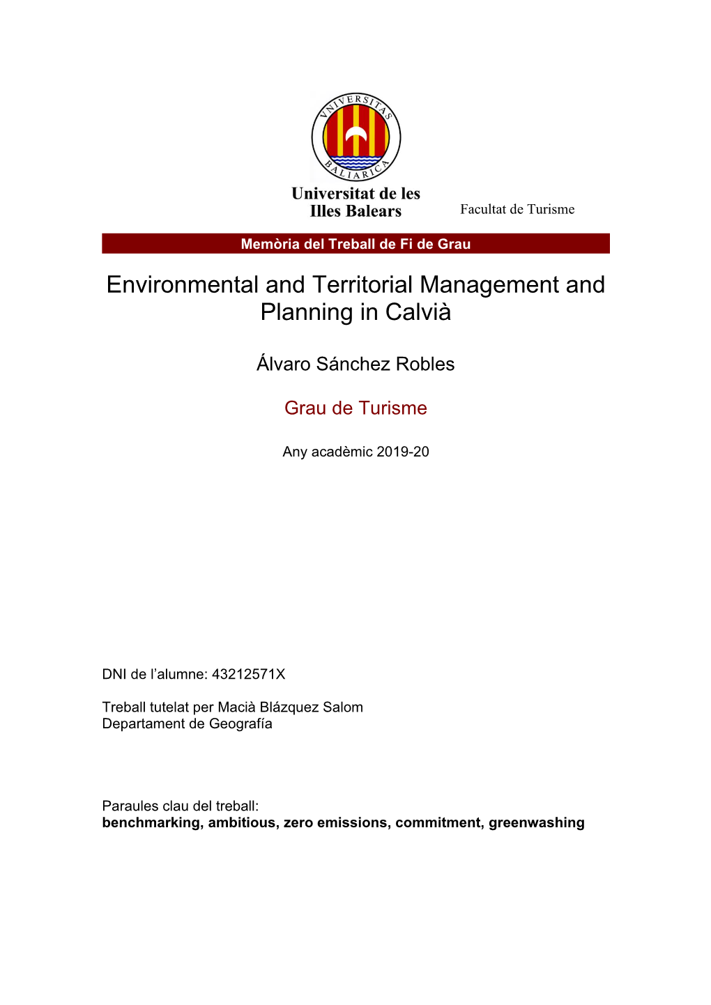 Environmental and Territorial Management and Planning in Calvià