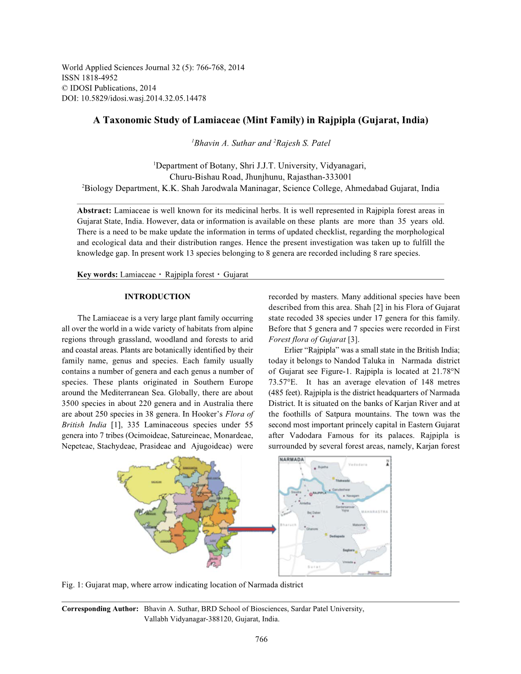 A Taxonomic Study of Lamiaceae (Mint Family) in Rajpipla (Gujarat, India)