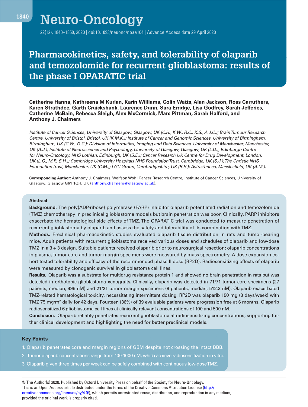 Neuro-Oncology 22(12), 1840–1850, 2020 | Doi:10.1093/Neuonc/Noaa104 | Advance Access Date 29 April 2020