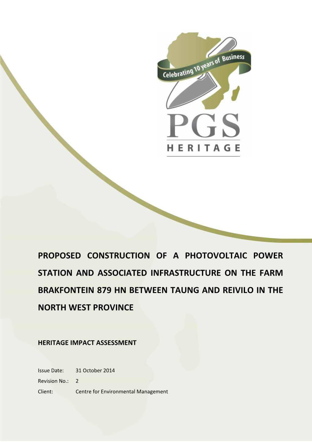 Heritage Impact Assessment for Brakfontein Solar PV Plant