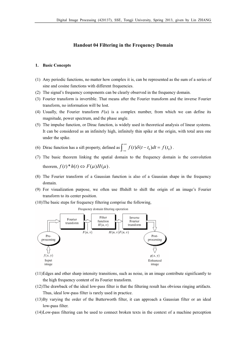 Handout 04 Filtering in the Frequency Domain