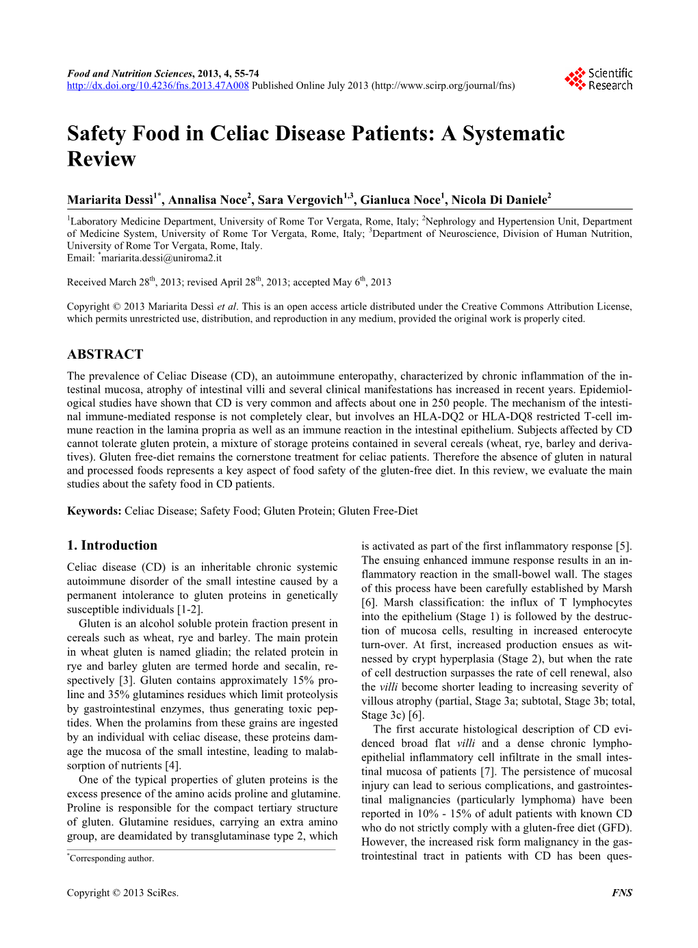 Safety Food in Celiac Disease Patients: a Systematic Review