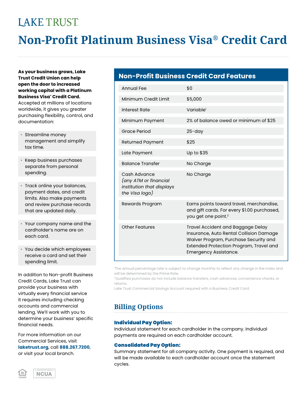 Non-Profit Platinum Business Visa Credit Card Application