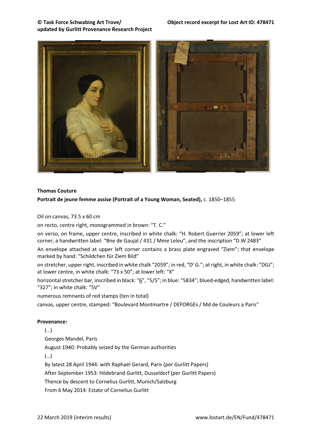 478471 Updated by Gurlitt Provenance Research Project