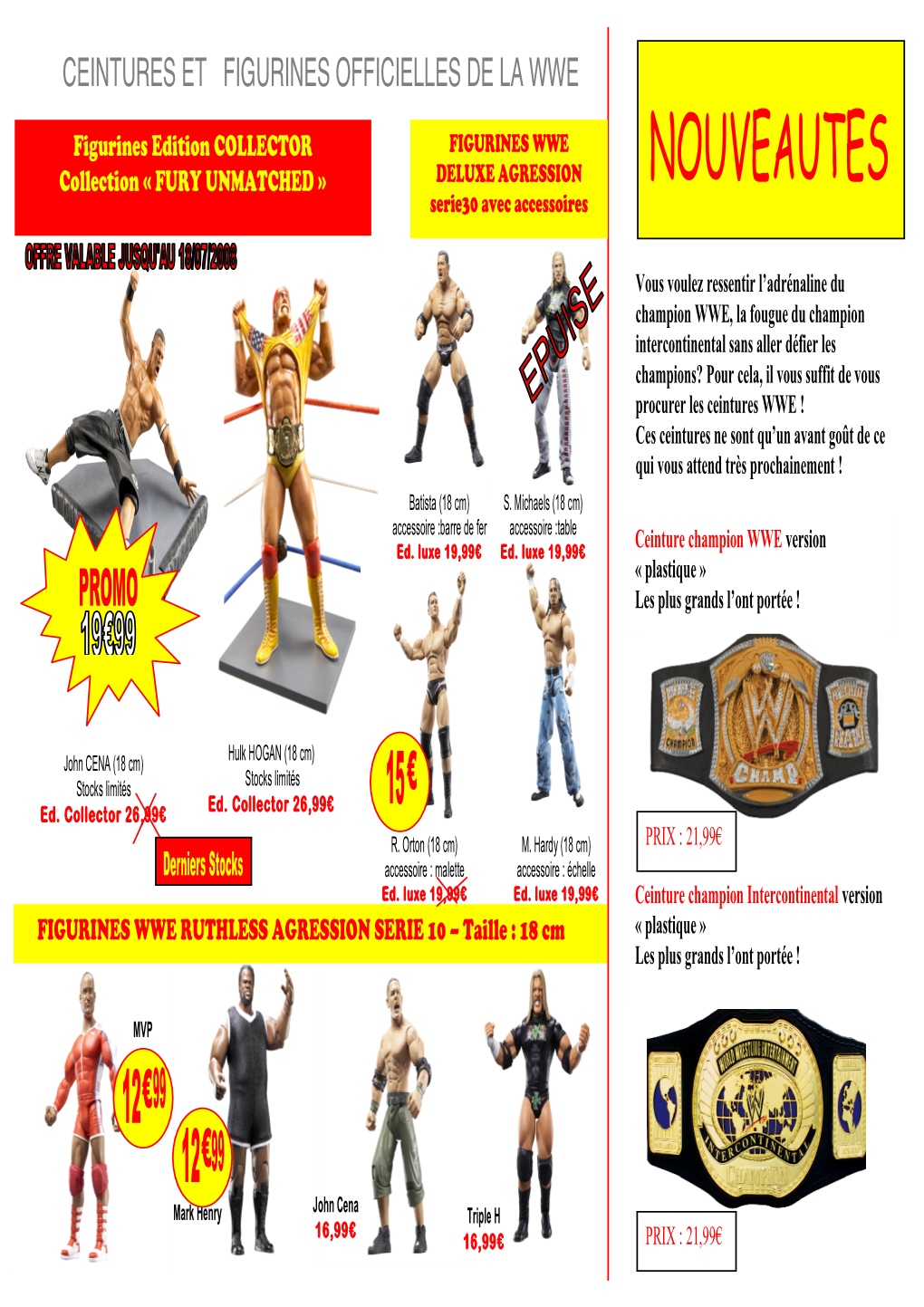 Ceintures Et Figurines Officielles De La Wwe