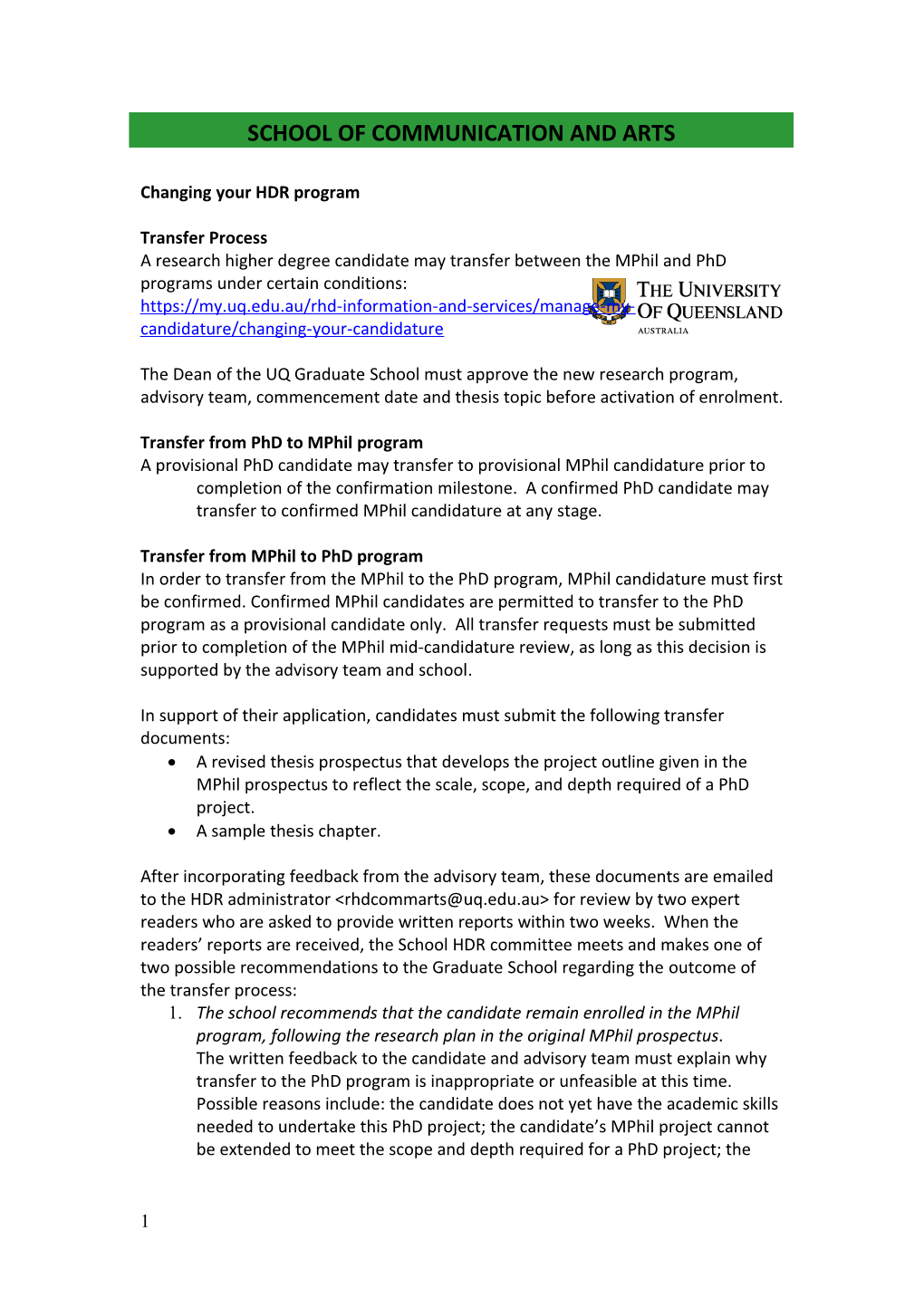 Process for Applying to Upgrade from Mphil to Phd Candidature