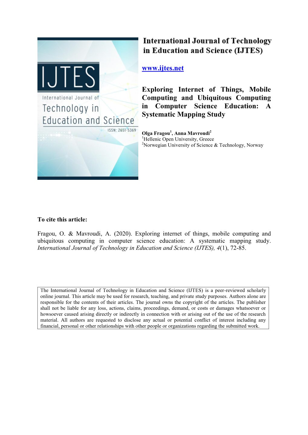 Exploring Internet of Things, Mobile Computing and Ubiquitous Computing in Computer Science Education: a Systematic Mapping Study