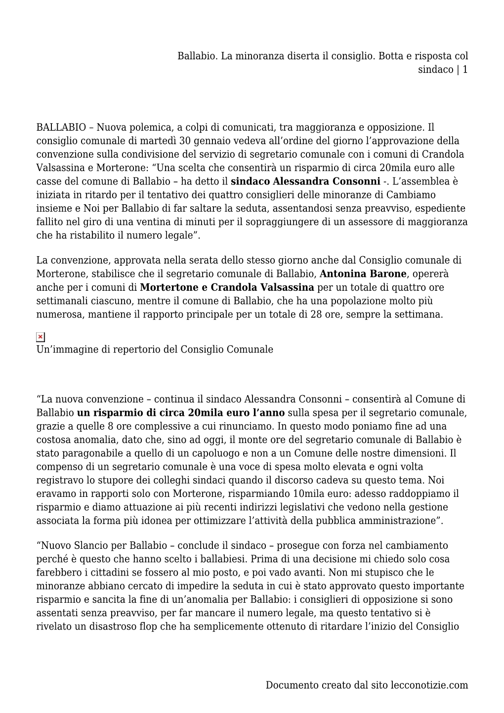 Ballabio. La Minoranza Diserta Il Consiglio. Botta E Risposta Col Sindaco | 1